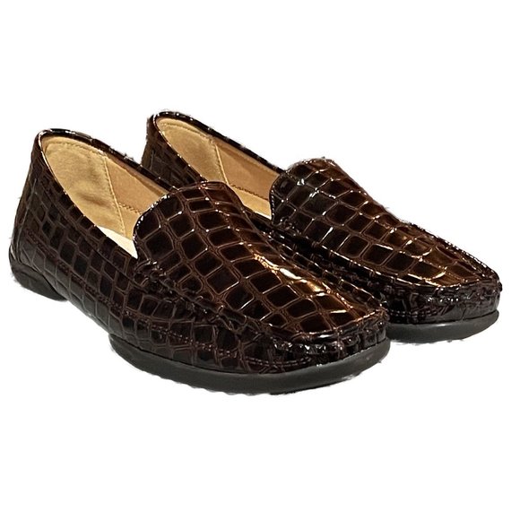 Pierre Dumas Adeline 2 Brown Croc Embossed Slip On Loafer Shoes - Picture 4 of 4